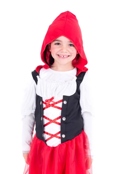 Little Girl Posing Isolated White Halloween — Stock Photo, Image