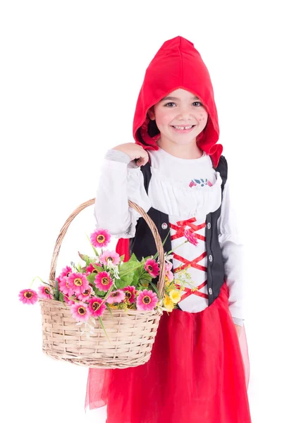 Mała Dziewczynka Pozowanie Białym Tle Białej Halloween — Zdjęcie stockowe