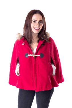 Güzel genç kız beyazlar içinde yalnız poz veriyor.