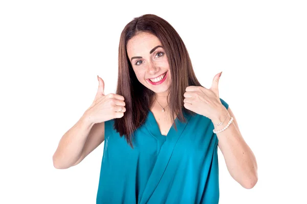 Beautiful Young Girl Posing Isolated White — Stock Photo, Image