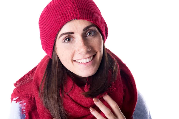 Bella Ragazza Posa Indossando Vestiti Invernali — Foto Stock