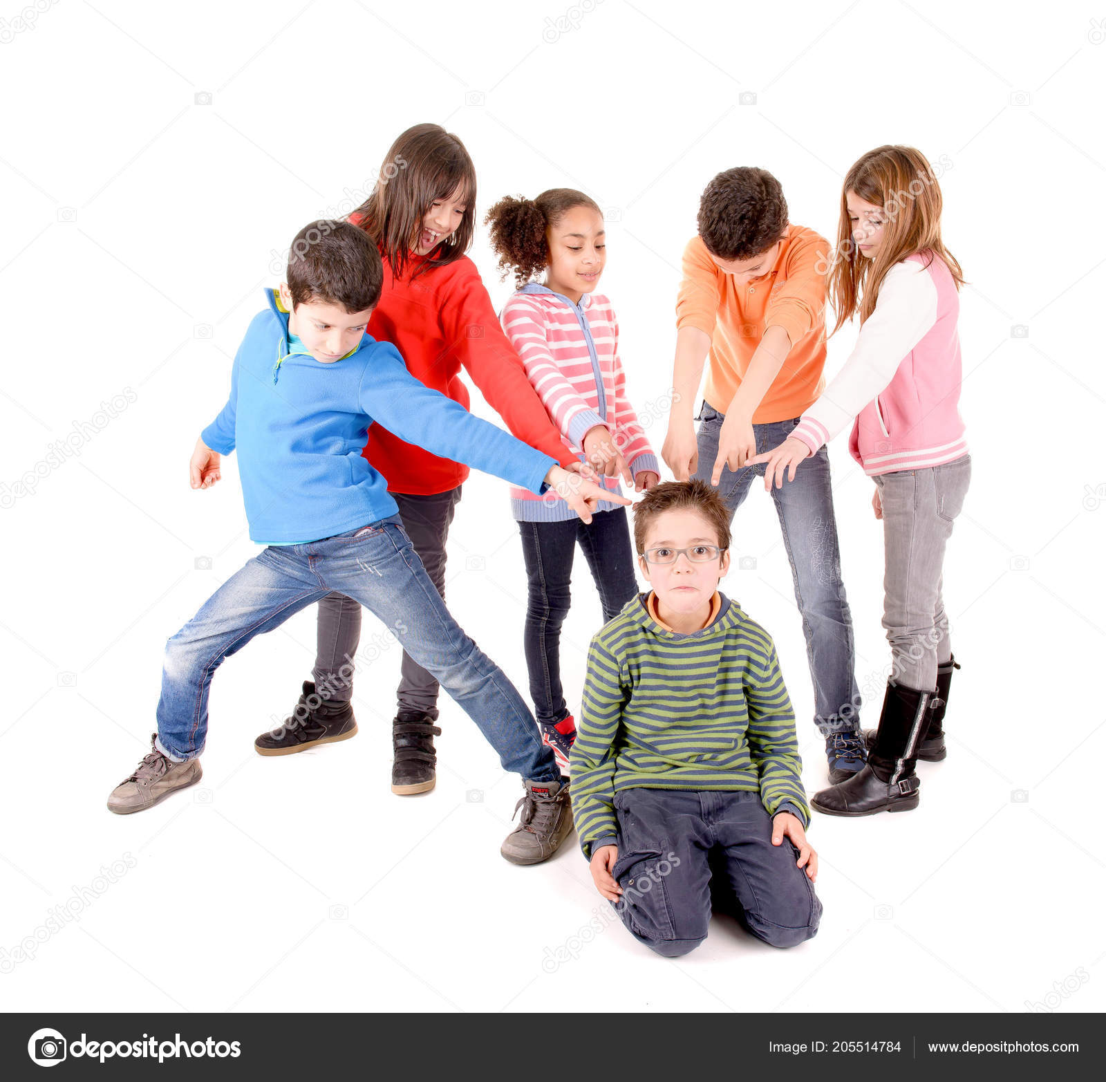 Little Kids Bullying Another Kid Isolated White Royalty Free Photo Stock Image By C Verkoka 205514784