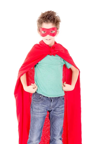 Malý Chlapec Předstírá Superhrdina — Stock fotografie