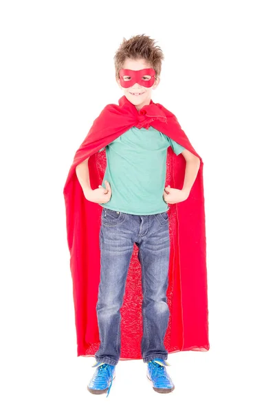 Malý Chlapec Předstírá Superhrdina — Stock fotografie