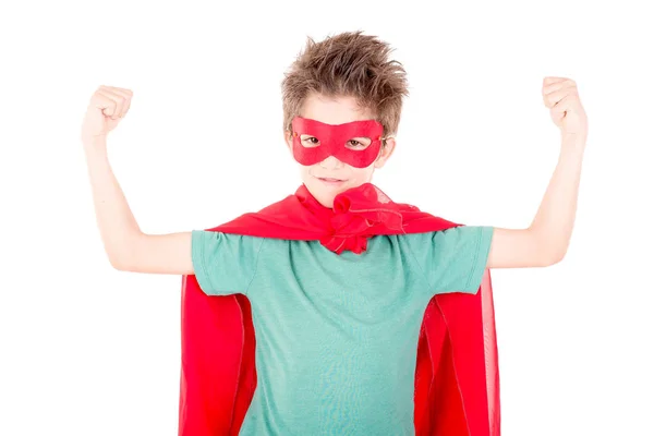 スーパー ヒーローのふりをして男の子 — ストック写真