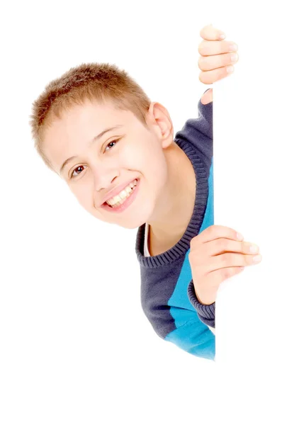 Kleine Jongen Geïsoleerd Wit — Stockfoto