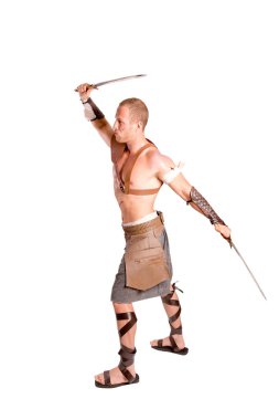 Beyaz arka planda izole güçlü gladyatör