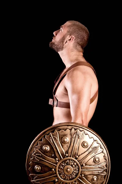 Fuerte Gladiador Aislado Fondo Oscuro — Foto de Stock