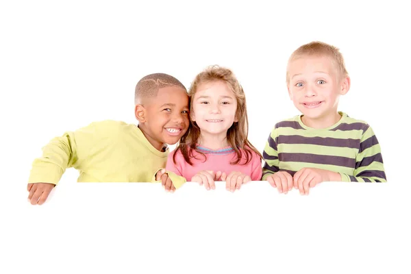 Kleine Kinderen Geïsoleerd Witte Achtergrond — Stockfoto