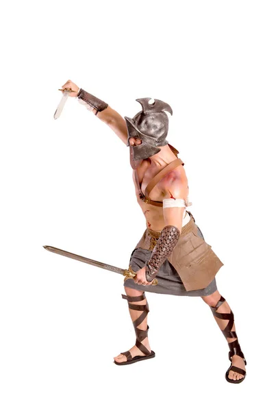 Stark Gladiator Isolerade Vit Bakgrund — Stockfoto