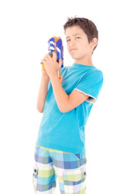 Beyaz arka plan üzerinde izole mutlu çocuk