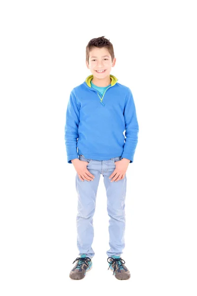 Happy Little Boy Isolated White Background — Stock Photo, Image