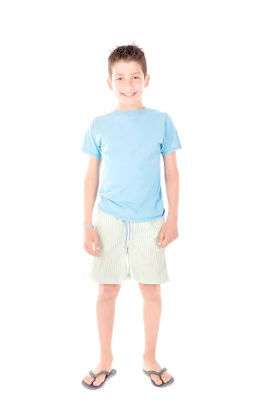Happy Little Boy Isolated White Background — Stock Photo, Image