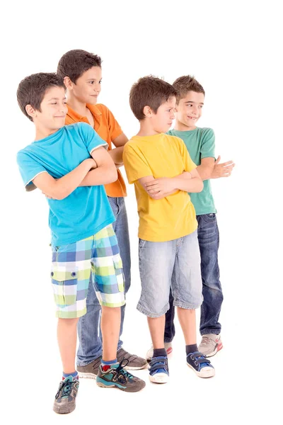 Group Little Boys Isolated White Background — Stock Photo, Image