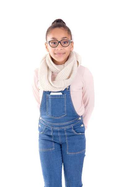 Afrikanisch Amerikanische Ethnizität Kleines Mädchen Posiert Auf Weißem Hintergrund — Stockfoto