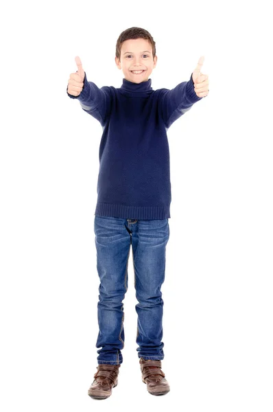Cheerful Little Boy Isolated White Background — Stock Photo, Image