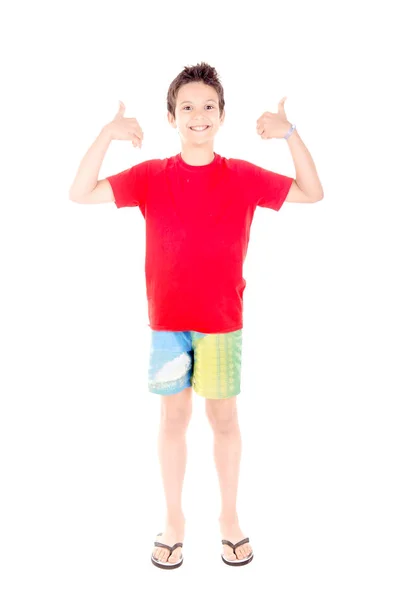 Cheerful Little Boy Isolated White Background — Stock Photo, Image