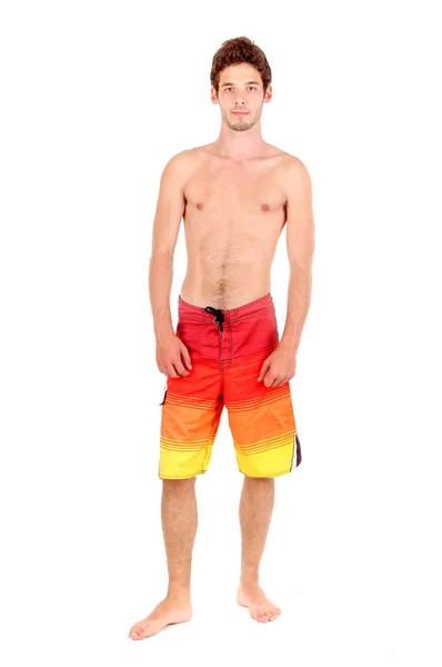 Teenage Boy Beach Shorts Isolated White — Stock Photo, Image