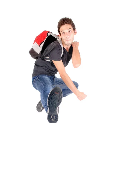 Adolescente Saltando Isolado Branco — Fotografia de Stock