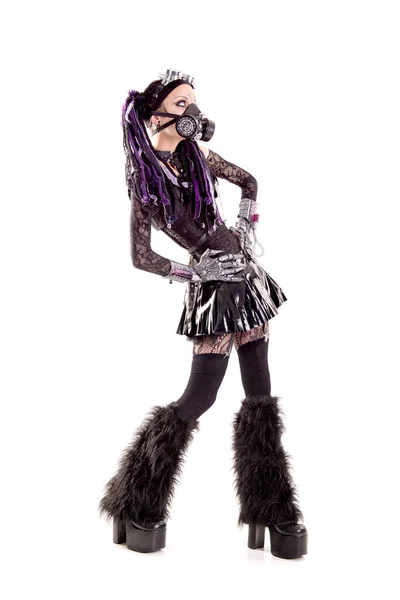 Cyber Goth Girl Isolated White — Stock Photo, Image