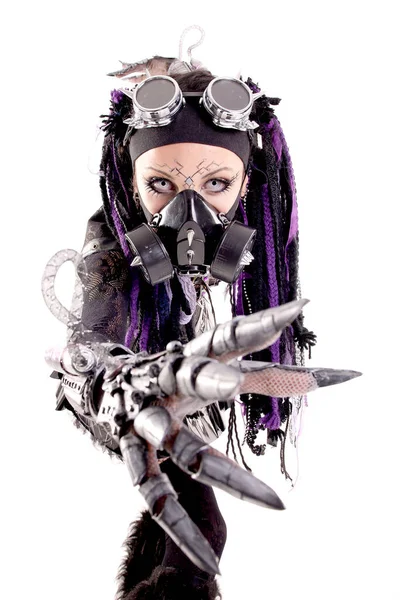 Cyber Goth Dziewczyna Odizolowany Biały — Zdjęcie stockowe