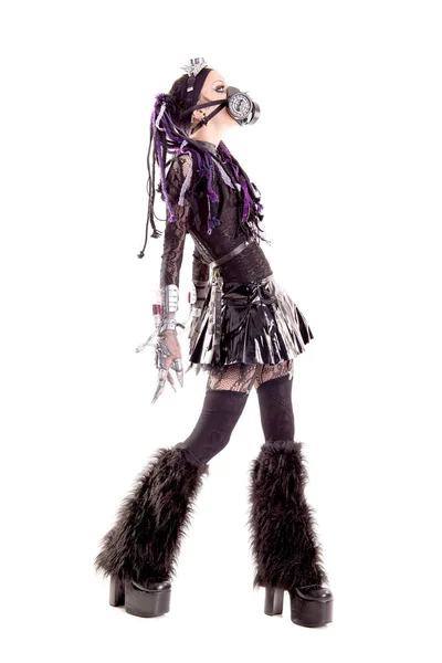 Cyber Goth Fille Isolé Blanc — Photo
