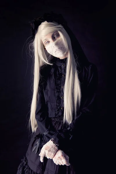 Creepy Human Doll Isolated Dark Background — Stock Photo, Image