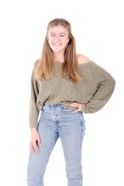 Beyaz arka planda izole genç kız