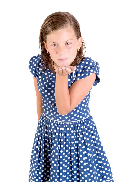 Little Girl Posing Isolated White — Stock Photo, Image