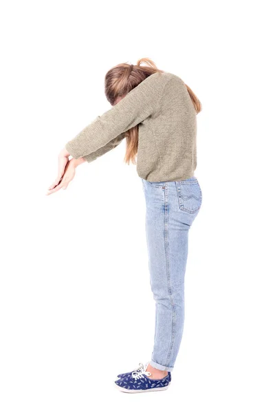 Adolescent Fille Isolé Dans Blanc Fond — Photo