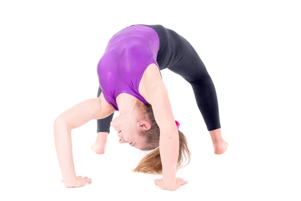 Young Gymnast Posing Isolated White — Stock Photo, Image