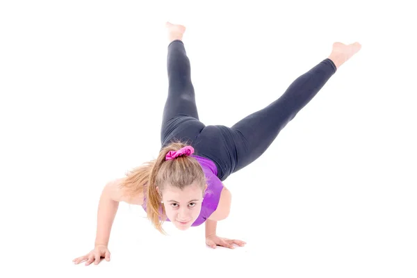 Young Gymnast Posing Isolated White — Stock Photo, Image