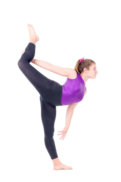 Young Gymnast Posing Isolated White — Stock Photo, Image