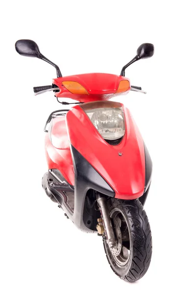 Красный Мотоцикл Изолирован Белом — стоковое фото