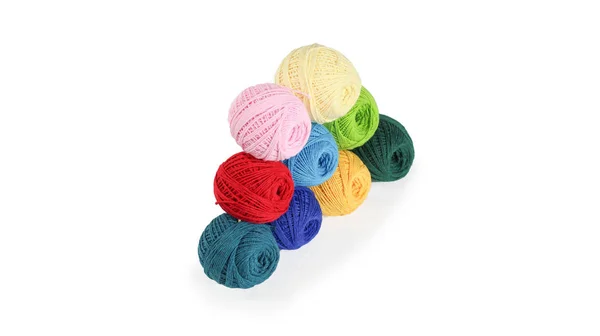 Colorful Yarn Knitting White Background — Stock Photo, Image