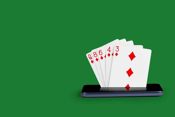 smartphone with poker cards, card game Color