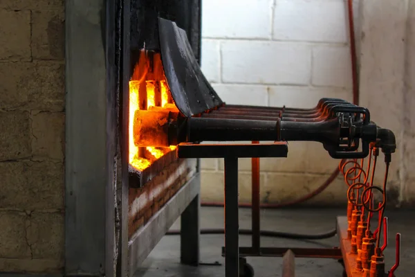 Geschmiedetes Feuer Zum Brennen Des Ofens Porzellankeramik — Stockfoto