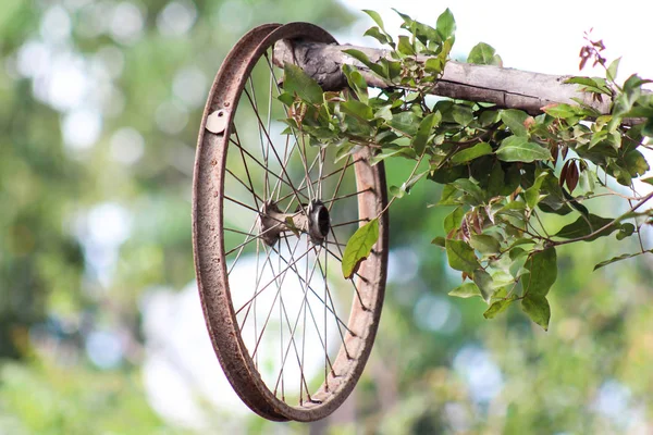 rusty bicycle wheel without rubber, Vintage bike wheel