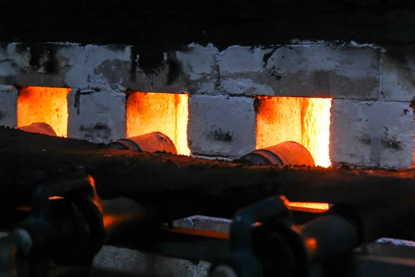 Fogo Forjado Para Queima Forno Cerâmica Porcelana — Fotografia de Stock