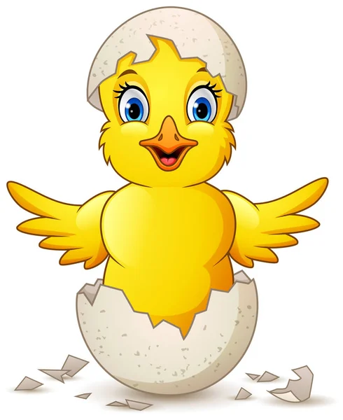 Cartoon Happy Little Chick Egg — Stock Vector