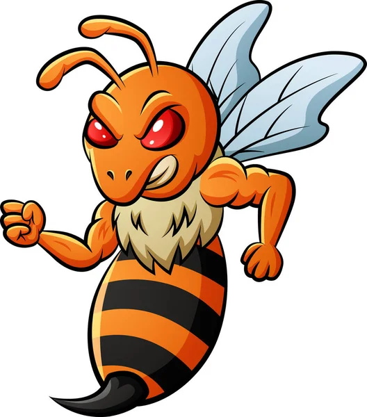 Wściekły Pszczoła Gotowy Ataku Ilustracja Wektorowa — Wektor stockowy