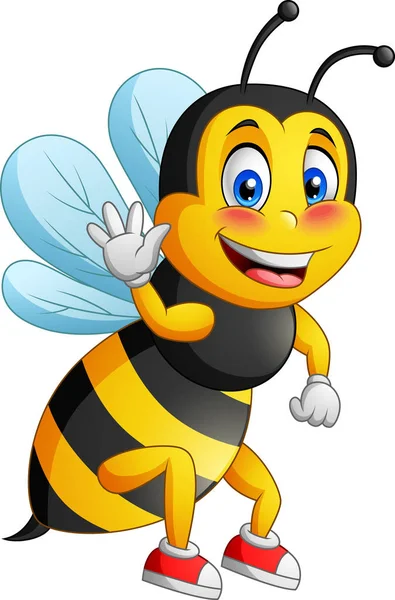 Bienenmaskottchen Mit Zwei Verschiedenen Seiten Vektorillustration — Stockvektor