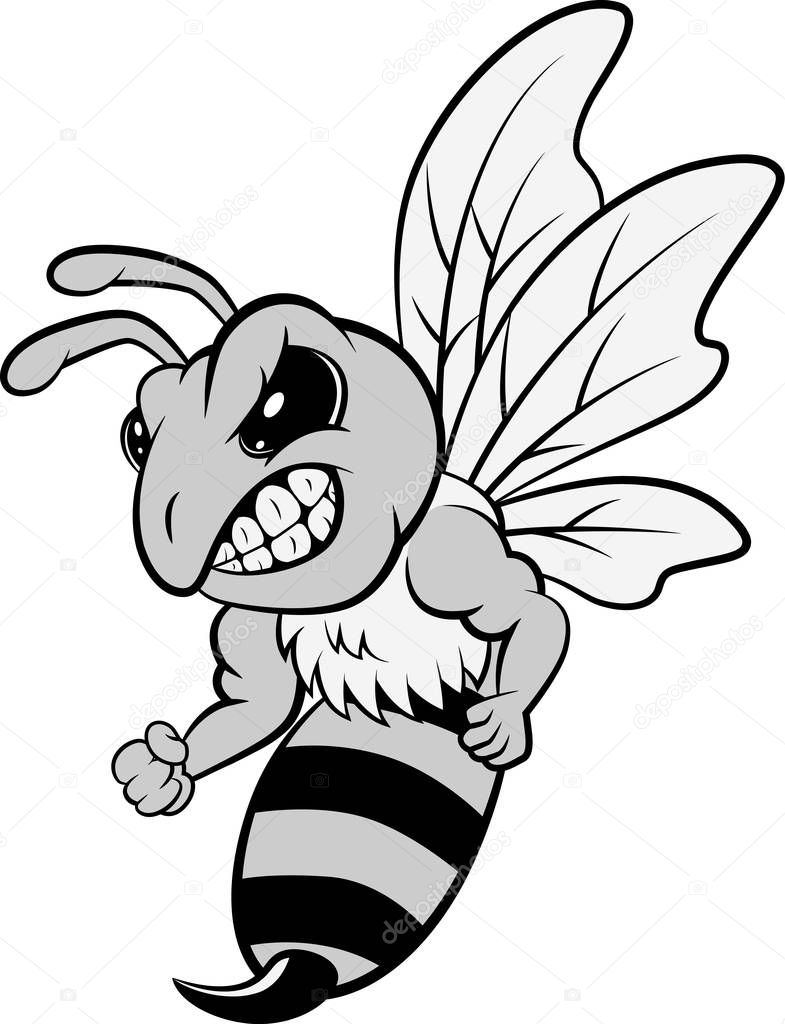 Bee mascot with two different sides. vector illustration