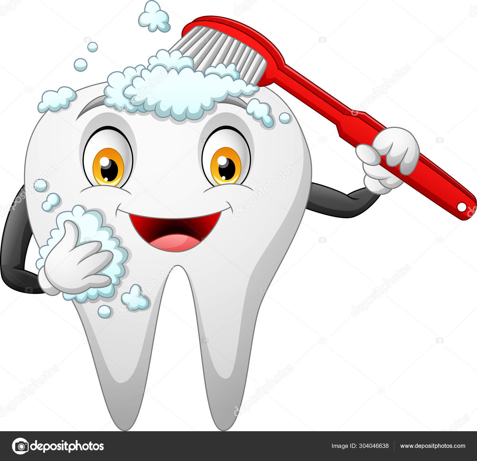 Cartoon Happy Tooth Brush Teeth Vector Illustration Stock Vector Image by  © #304046638