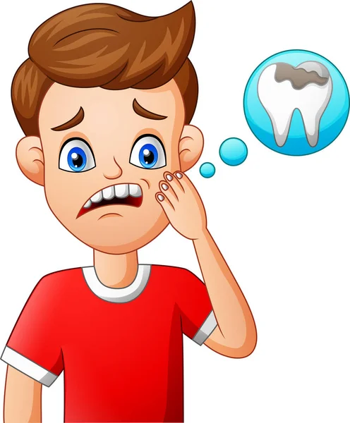 Cartoon Child Toothache Vector Illustration — Stock Vector