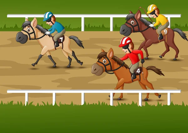Hästkapplöpning Tecknad Vektor Illustration — Stock vektor