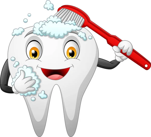 Cartoon Happy Tooth Brush Teeth Vector Illustration — Stock Vector