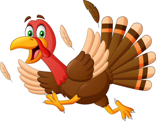 Escape cartoon turkey. Vector Illustration