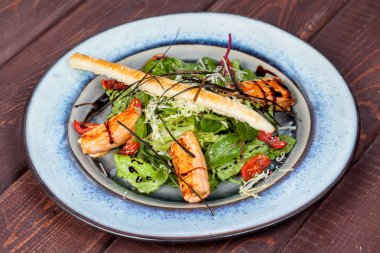 taze ve parlak, Balık salatası çeşitli üzerinden ve pişirme tasarım çözümleri için iştah açıcı sebze