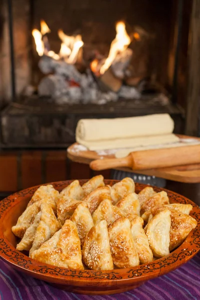 Samsa Piatto Carne Dei Popoli Dell Asia Centrale Centrale Pasta — Foto Stock